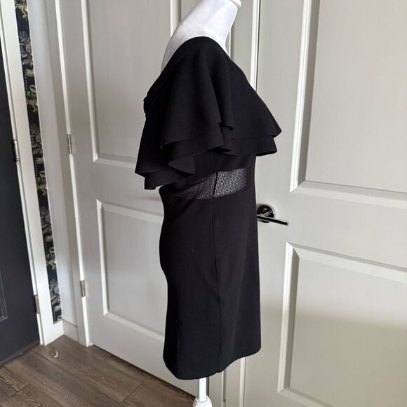 Endless Rose Black Ruffle Off the Shoulder Mini Sweater Dress Size L - Picture 2 of 7